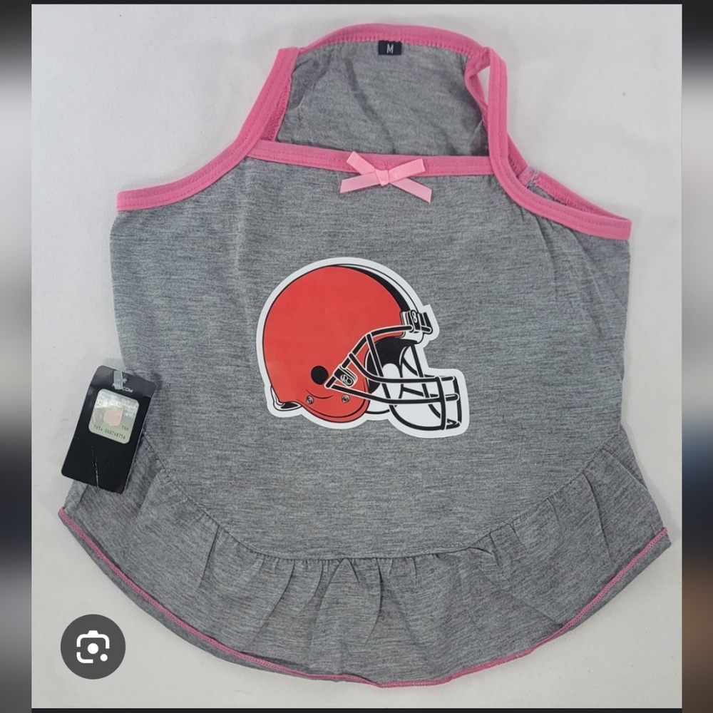 NFL Grey & Pink Football Dog Dress Size L